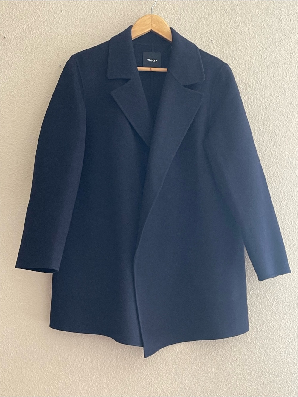 Theory Clairene Open Front Wool Cashmere Blend Jacket Blazer Navy Blue - Picture 2 of 13